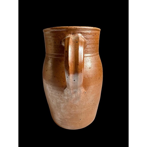 French Vintage Stoneware Clay Pitcher, Rustic Glazed Provencal Farmhouse Decor - Picture 2 of 5